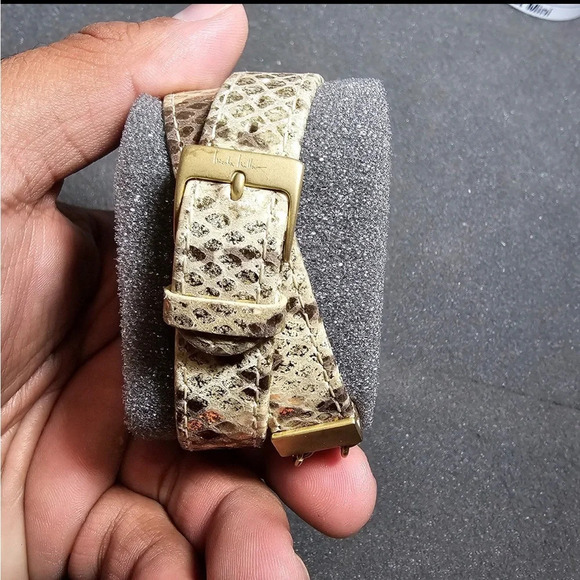 Nicole Miller Whitney Python-Embossed Leather Double-Wrap Strap 16" Quartz Watch - Picture 7 of 9